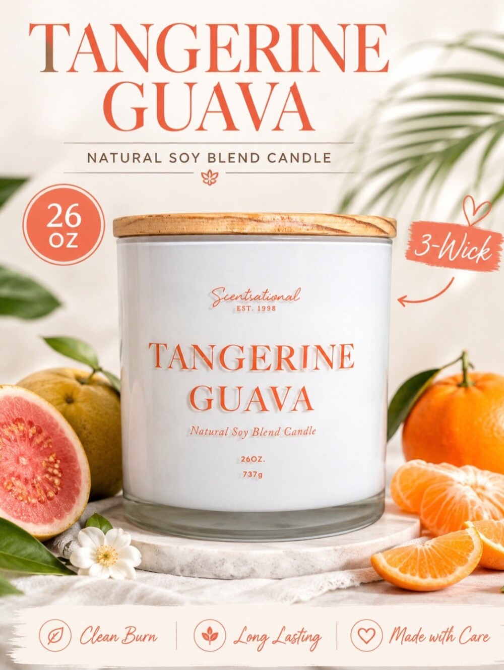 Scentsational Tangerine Guava 26oz Soy Blend Candle